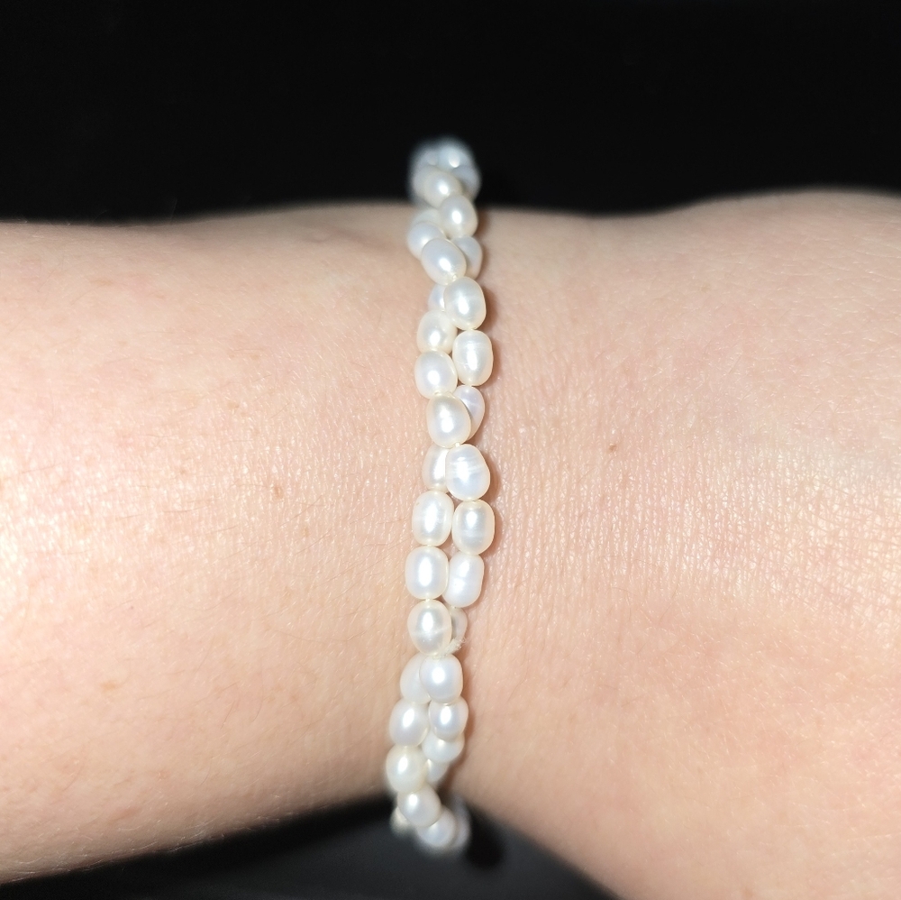 14k Freshwater Pearl Double Strand Twist Bracelet